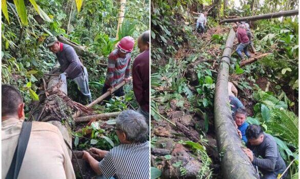 Akibat Longsor Sumber Air Mahlimbukar Terdampak, PDAM Tomohon Intens Perbaikan 3 1000045364