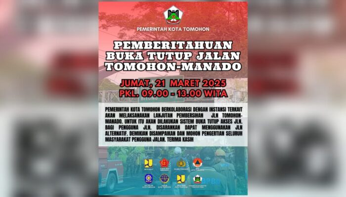 Jumat Besok Pemkot Tomohon Berlakukan Buka Tutup Akses Jalan Tomohon-Manado