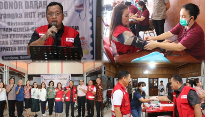 Didampingi Ketua TP-PKK Minahasa, Bupati Dondokambey Buka Giat Aksi Sosial PGI, Berdonor Darah