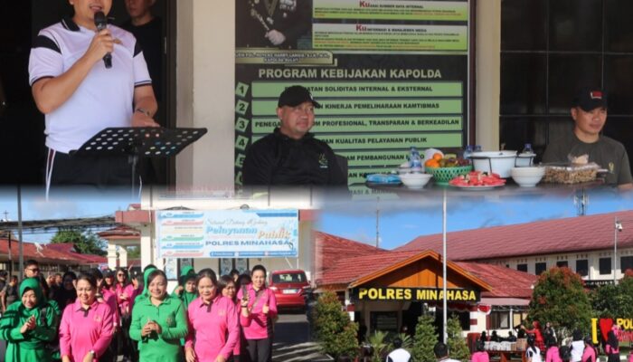 Jelang HUT Bhayangkara Ke – 79, Polres Minahasa Gandeng Kejaksaan, TNI Dan Masyarakat Gelar Olahraga Bersama